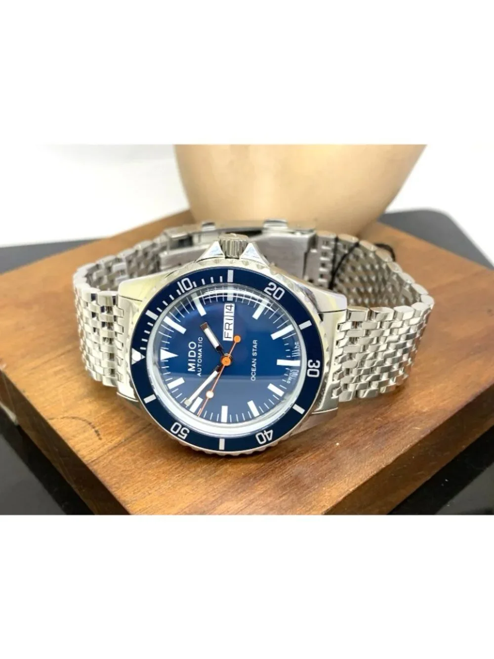 Mido Ocean Star Men's Watch Swiss Automatic Blue Dial Day Date Steel 40.5mm